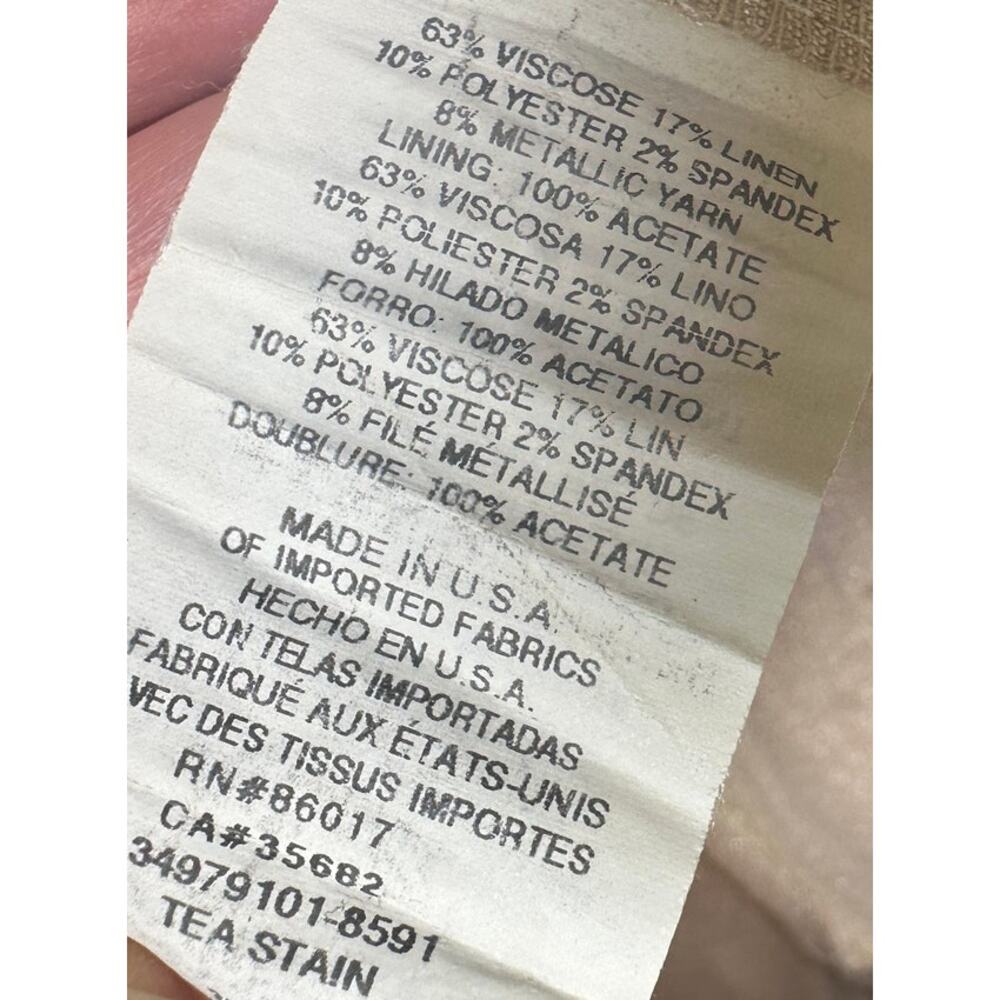 Vintage bebe Pants Made USA Size 2 Taupe Metallic Shimmer Straight Leg Y2K - Picture 9 of 11